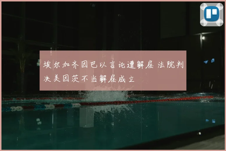埃尔加齐因巴以言论遭解雇 法院判决美因茨不当解雇成立